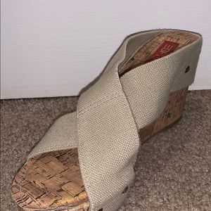 Cork Wedge Sandals w Tan Straps